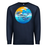 Navy humpback whale Premium Sweatshirt - BarkalooDesign