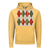 Vintage Mustard christmas diamond plaid seamless pattern Vintage Hoodie - BundleAndBundleShop