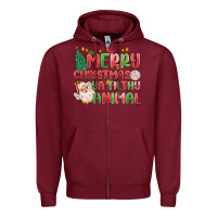 Burgundy merry christmas ya filthy animal Zipper Hoodie - MaliasSmallBusiness