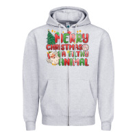 Heather Grey merry christmas ya filthy animal Zipper Hoodie - MaliasSmallBusiness