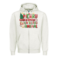 Oatmeal Heather merry christmas ya filthy animal Zipper Hoodie - MaliasSmallBusiness