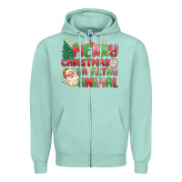Seafoam merry christmas ya filthy animal Zipper Hoodie - MaliasSmallBusiness