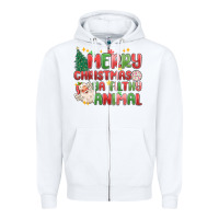 White merry christmas ya filthy animal Zipper Hoodie - MaliasSmallBusiness