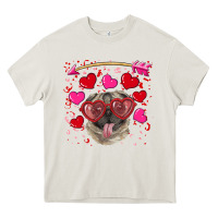 Cream valentine's day  pug Heavy Core Tee - RanaPortraitStore