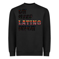 Black eat sleep latino repeat Heavyweight Sweatshirt - BundleAndBundleShop