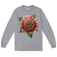 Heather Grey crimson blaze sunflower Long Sleeve Tee - LillyAllenDesigns