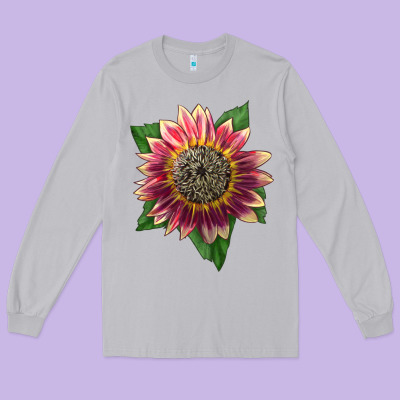 Crimson Blaze Sunflower Long Sleeve Tee Designed By Lillyallendesigns