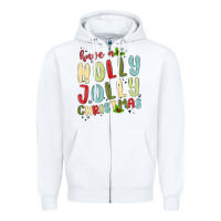 White have a holly jolly christmas Zipper Hoodie - MaliasSmallBusiness