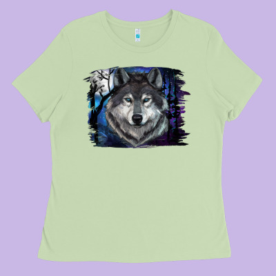 Ladies Tee Wolf And Full Moon