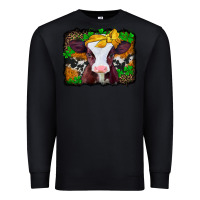 Black st patricks baby cow with leopard background Premium Sweatshirt - Jasminsmagicworld