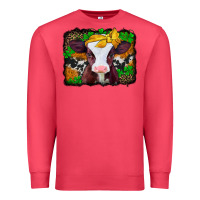 Cardinal st patricks baby cow with leopard background Premium Sweatshirt - Jasminsmagicworld