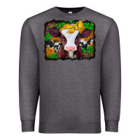 Charcoal Heather st patricks baby cow with leopard background Premium Sweatshirt - Jasminsmagicworld