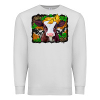 Dove Grey st patricks baby cow with leopard background Premium Sweatshirt - Jasminsmagicworld