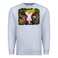 Heather Grey st patricks baby cow with leopard background Premium Sweatshirt - Jasminsmagicworld