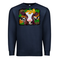 Navy st patricks baby cow with leopard background Premium Sweatshirt - Jasminsmagicworld