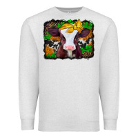 Oatmeal Heather st patricks baby cow with leopard background Premium Sweatshirt - Jasminsmagicworld