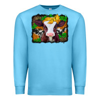 Ocean Blue st patricks baby cow with leopard background Premium Sweatshirt - Jasminsmagicworld