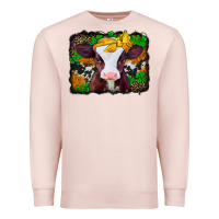 Pale Pink st patricks baby cow with leopard background Premium Sweatshirt - Jasminsmagicworld