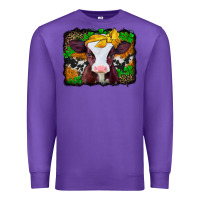 Purple st patricks baby cow with leopard background Premium Sweatshirt - Jasminsmagicworld