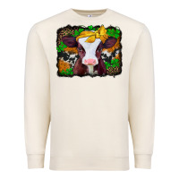Sandshell st patricks baby cow with leopard background Premium Sweatshirt - Jasminsmagicworld