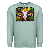 Seafoam st patricks baby cow with leopard background Premium Sweatshirt - Jasminsmagicworld