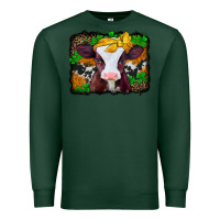 Sports Green st patricks baby cow with leopard background Premium Sweatshirt - Jasminsmagicworld
