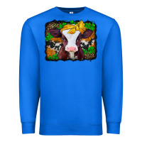 True Royal st patricks baby cow with leopard background Premium Sweatshirt - Jasminsmagicworld