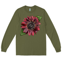Army Green chocolate sunflower Long Sleeve Tee - LillyAllenDesigns