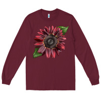 Burgundy chocolate sunflower Long Sleeve Tee - LillyAllenDesigns