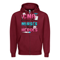 Burgundy cna because even nurses need heroes Zipper Hoodie - MaliasSmallBusiness