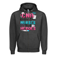 Charcoal Heather cna because even nurses need heroes Zipper Hoodie - MaliasSmallBusiness