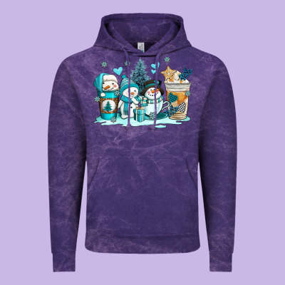 Winter Snowman Coffee Cups Vintage Hoodie Designed By Adodesignshop