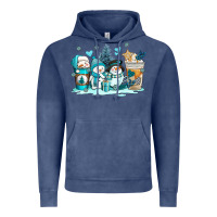 Vintage Denim winter snowman coffee cups Vintage Hoodie - AdoDesignShop