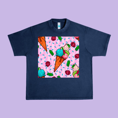 Ice Cream Seamless Pattern Urban Heavy Tee Designed By Bundleandbundleshop