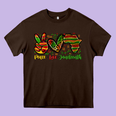Peace Love Juneteenth Heavy Core Tee Designed By Zillion Design Studio