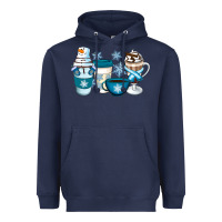 Navy Winter Coffee Cups Heavyweight Hoodie - Artiststas