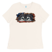 Bone Wolf eyes american flag Ladies Tee - RanaPortraitStore