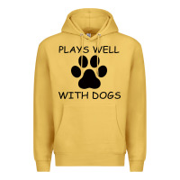 Antique Gold Plays Well With Dogs Premium Hoodie - Bettercallsaul