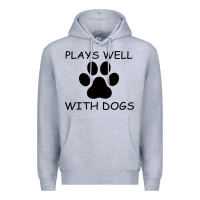 Heather Grey Plays Well With Dogs Premium Hoodie - Bettercallsaul