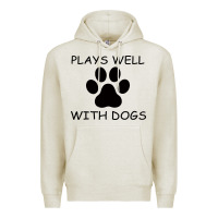 Oatmeal Heather Plays Well With Dogs Premium Hoodie - Bettercallsaul