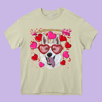 Heavy Core Tee valentine's day  white shepherd