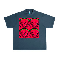 Midnight Navy Watermelon Slices Seamless Pattern Urban Heavy Tee - BundleAndBundleShop