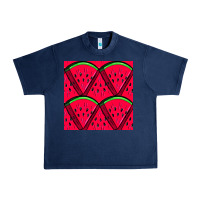 Navy Watermelon Slices Seamless Pattern Urban Heavy Tee - BundleAndBundleShop