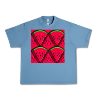 Pebble Blue Watermelon Slices Seamless Pattern Urban Heavy Tee - BundleAndBundleShop