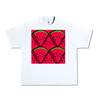 White Watermelon Slices Seamless Pattern Urban Heavy Tee - BundleAndBundleShop