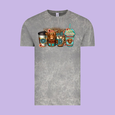 Serape Floral Longhaired Cow Coffee Cups Vintage Tee Designed By Jasminsmagicworld