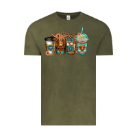 Vintage Olive serape floral longhaired cow coffee cups Vintage Tee - Jasminsmagicworld