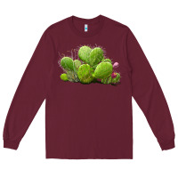 Burgundy desert prickly pear cactus Long Sleeve Tee - LillyAllenDesigns
