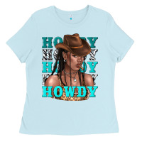 Baby Blue howdy howdy black girl Ladies Tee - texasbilliewilder