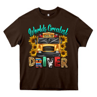 Chocolate Brown worlds greatest school bus driver Heavy Core Tee - texasbilliewilder
